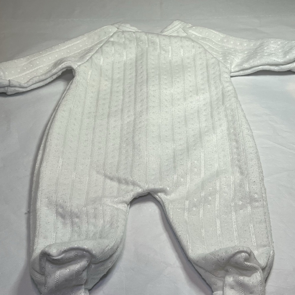 Vintage Tiny Tots Sheer White Baby Romper Footed Sleeper Embroidered Baby Gro - Picture 5 of 5